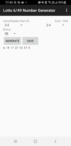 Canadian 6/49 Number Generator