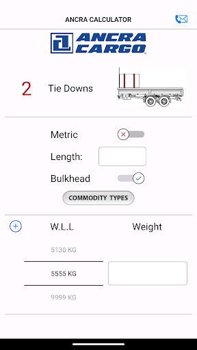Ancra: Tie Down Calculator Screen 2