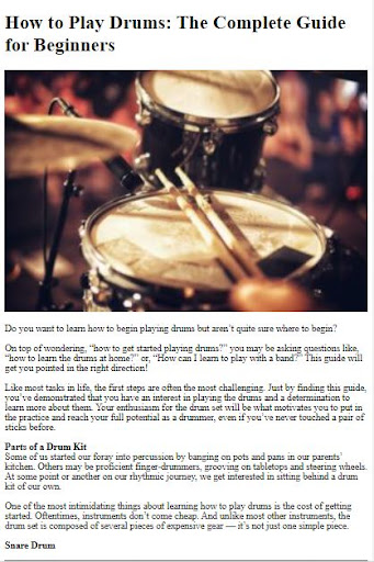 Android application How to Play Drum Basics screenshort
