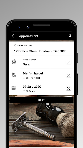 Saras Barbers Brixham Screen 3