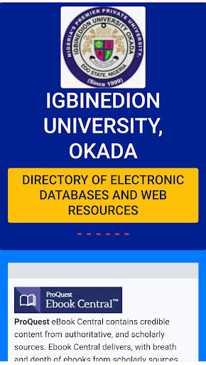 Igbinedion eLibrary Screen 3