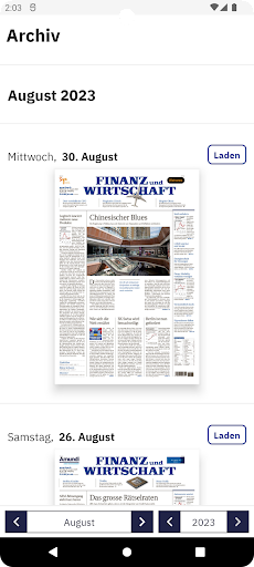 Finanz und Wirtschaft E-Paper Screen 3