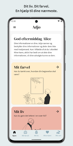 Android application Adjø screenshort
