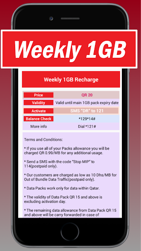 Qatars (Hala) Data Plan Screen 2