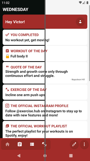 Android application Exercise Hub screenshort