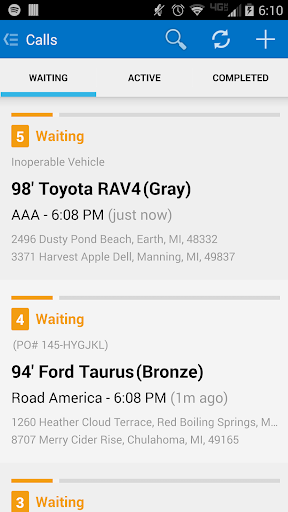 Android application Towbook screenshort