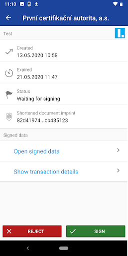 I.CA RemoteSign Screen 2