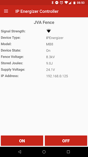 Android application JVA IP Energizer Controller screenshort