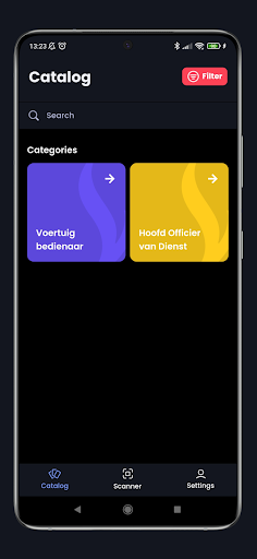 Android application Catalogus vakbekwaamheid screenshort
