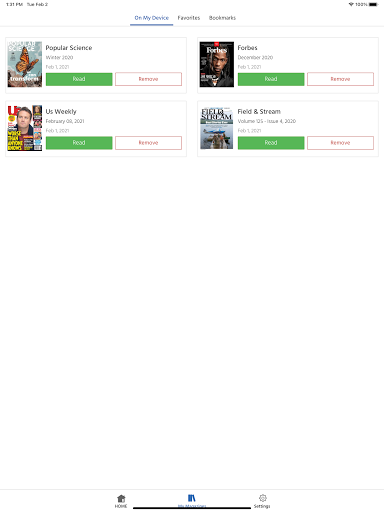Screenshot of cloudLibrary NewsStand
