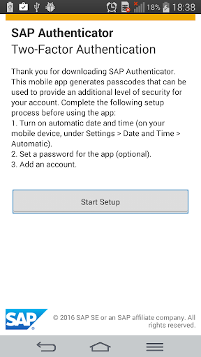 Screenshot of SAP Authenticator