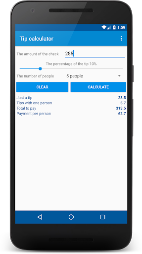 Tip calculator Screen 2
