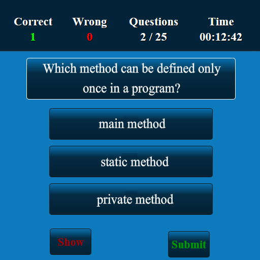 J2EE MCQ Screen 3