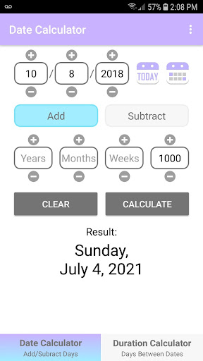 Date Calculator Screen 2