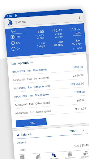Android application Aurora: expense tracker&budget screenshort