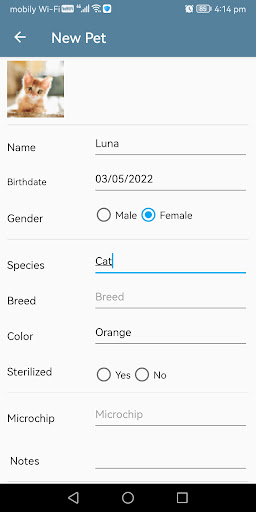 Android application MyPet - Pets Medical Records screenshort