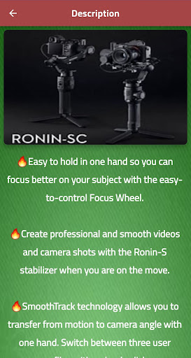 Android application Dji ronin s guide screenshort
