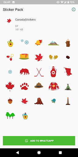 Android application Canada Stickers for WhatsApp screenshort