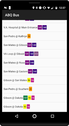 Android application Albuquerque Where's the Bus screenshort