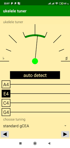 Android application ukulele tuner screenshort