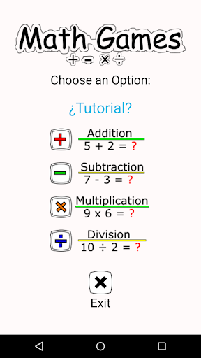 Android application Math Games screenshort