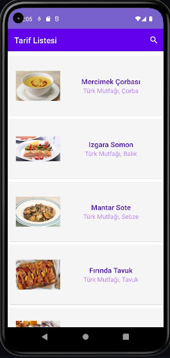 Android application Yemeğim screenshort