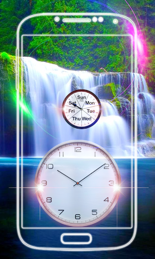 Waterfall Clock Live Wallpaper