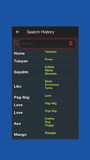 English Tagalog Dictionary Screen 3