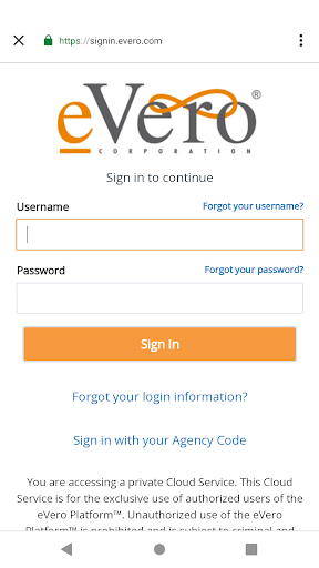 Android application eVeroPortal screenshort