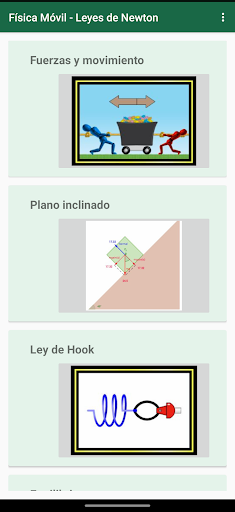 Android application Física móvil - Leyes de Newton screenshort