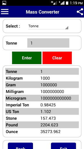 Android application Offline Unit Converter screenshort