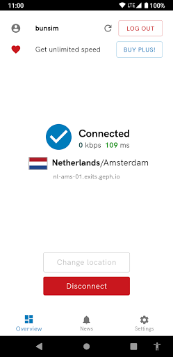 Android application Geph: free anti-blocking VPN screenshort