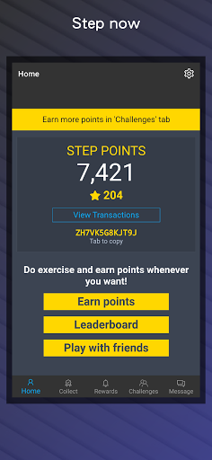 Android application step2coin screenshort