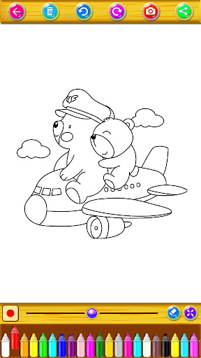Coloring book bear cartoon Screen 2