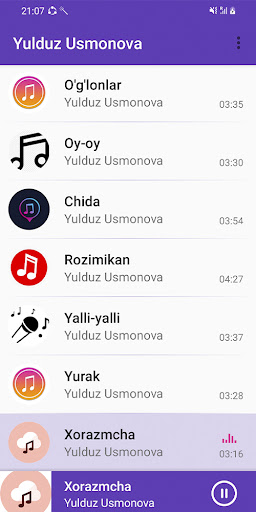 Android application Юлдуз Усмонова қӯшшиқлари screenshort