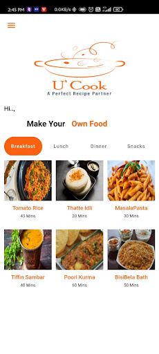 Android application U'Cook - Indian Cooking recipe screenshort