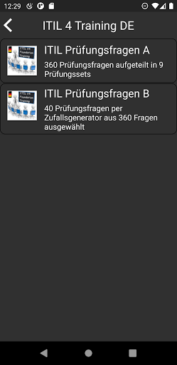 Android application ITIL 4 Trainer DE screenshort