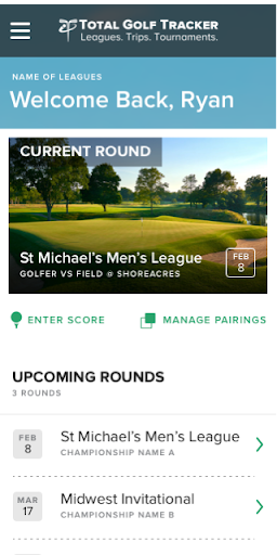 Android application Total Golf Tracker screenshort