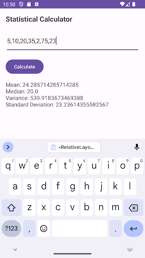 Android application Statistical Calculator screenshort
