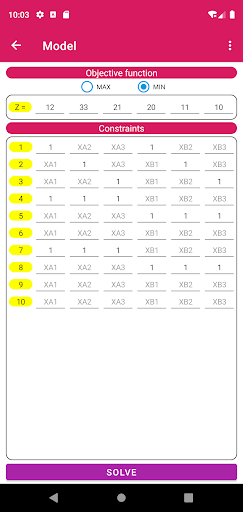MILP Solver Screen 2