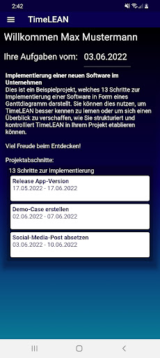 TimeLEAN Today Screen 2