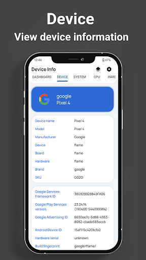 Screenshot of Device info: View system info