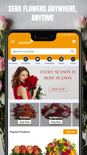 Android application SunDrop Flower Delivery screenshort