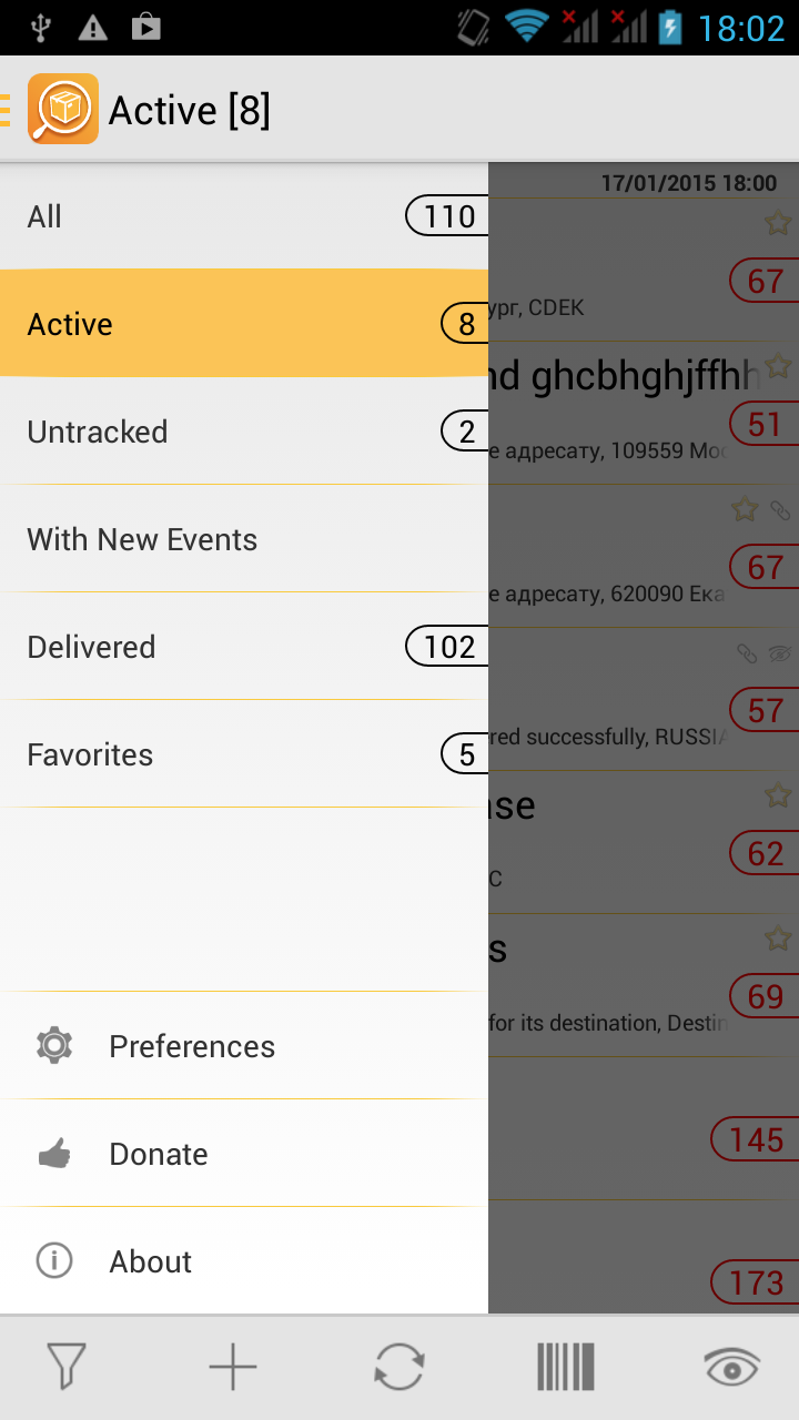 Android application TrackChecker Mobile screenshort