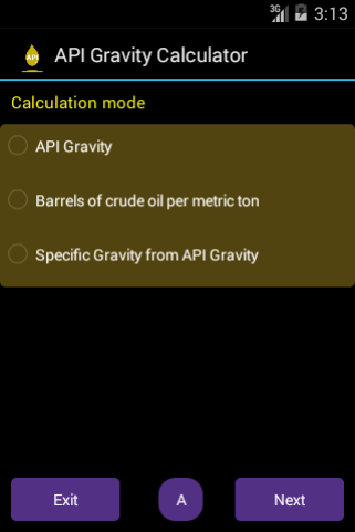 Android application API Gravity Calculator screenshort