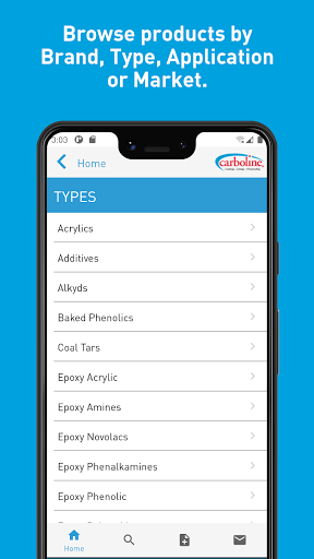 Carboline Mobile App Screen 2