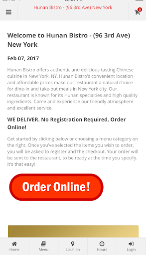 Android application Hunan Bistro - New York screenshort