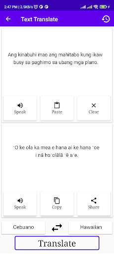 Cebuano To Hawaiian Translator Screen 2
