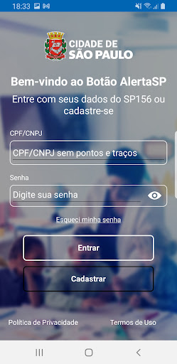 Android application Botão AlertaSP screenshort