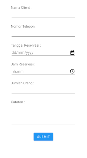 Android application Sistem Reservasi Restoran screenshort